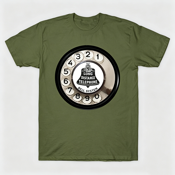 Vintage Rotary Phone Dial Pattern T-Shirt--VINT041