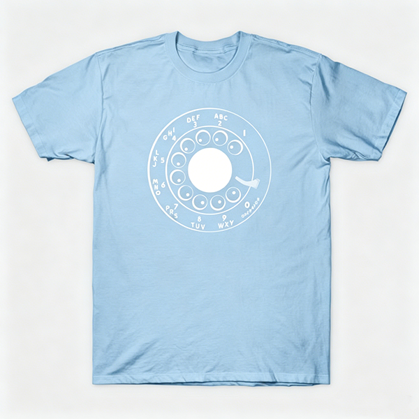 Vintage Rotary Phone Dial Pattern T-Shirt--VINT009