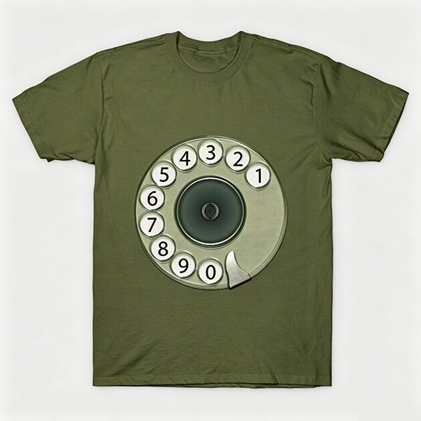 Vintage Rotary Phone Dial Pattern T-Shirt--VINT012