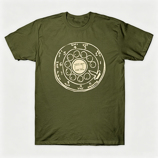 Vintage Rotary Phone Dial Pattern T-Shirt--VINT005