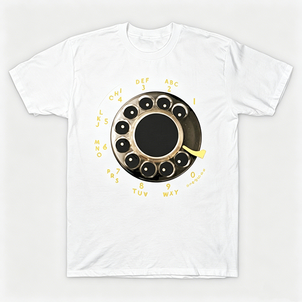 Vintage Rotary Phone Dial Pattern T-Shirt--VINT018