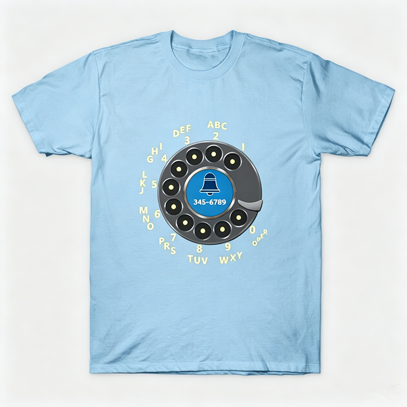 Vintage Rotary Phone Dial Pattern T-Shirt--VINT001