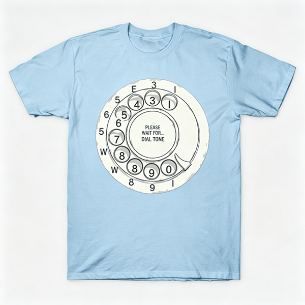 Vintage Rotary Phone Dial Pattern T-Shirt--VINT046
