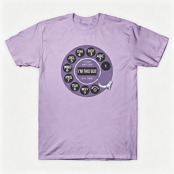 Vintage Rotary Phone Dial Pattern T-Shirt--VINT016