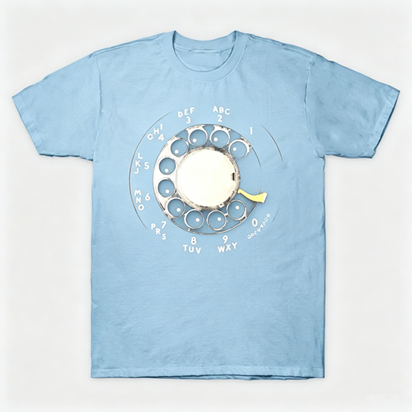 Vintage Rotary Phone Dial Pattern T-Shirt--VINT004