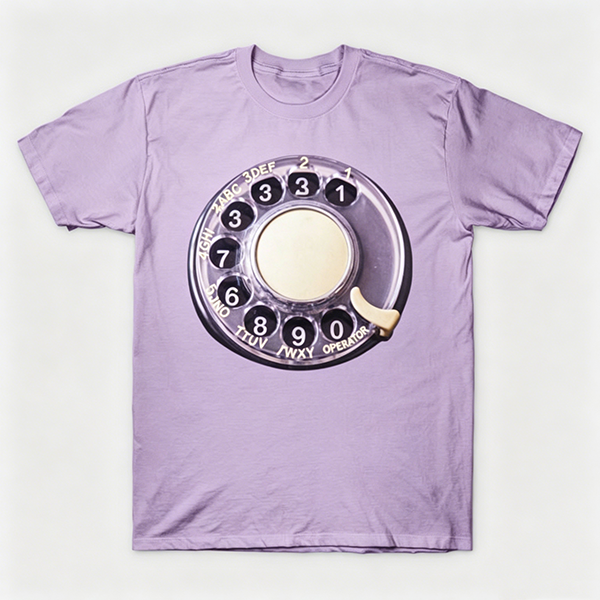 Vintage Rotary Phone Dial Pattern T-Shirt--VINT034