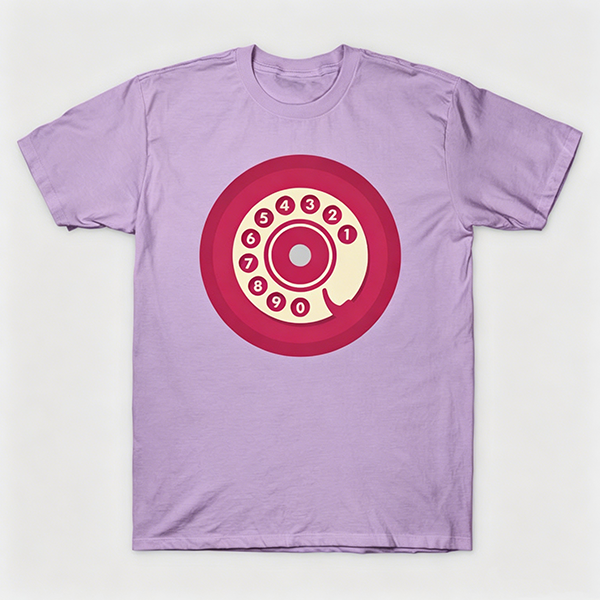Vintage Rotary Phone Dial Pattern T-Shirt--VINT032