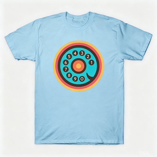 Vintage Rotary Phone Dial Pattern T-Shirt--VINT006