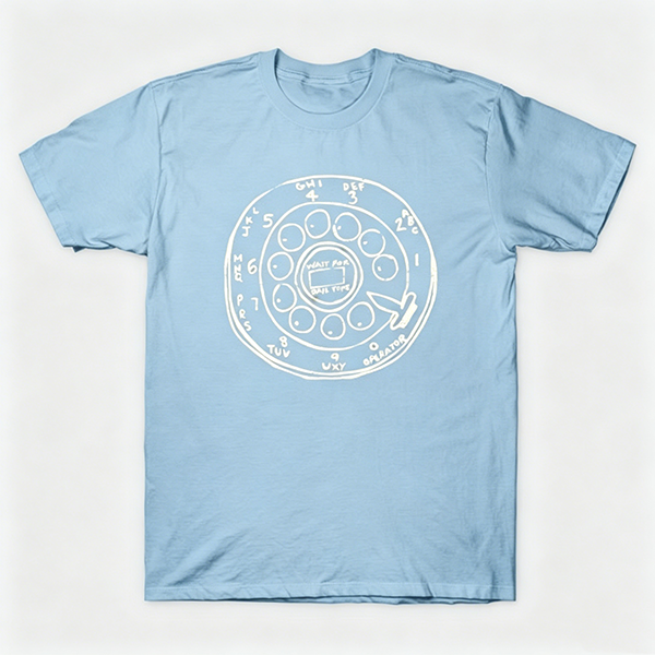 Vintage Rotary Phone Dial Pattern T-Shirt--VINT005
