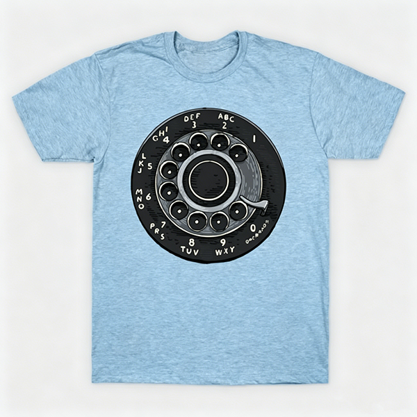 Vintage Rotary Phone Dial Pattern T-Shirt--VINT049