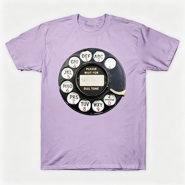 Vintage Rotary Phone Dial Pattern T-Shirt--VINT029