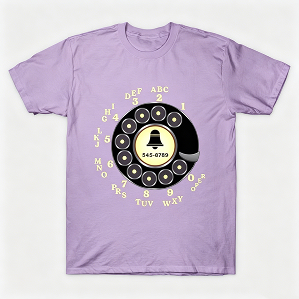 Vintage Rotary Phone Dial Pattern T-Shirt--VINT013
