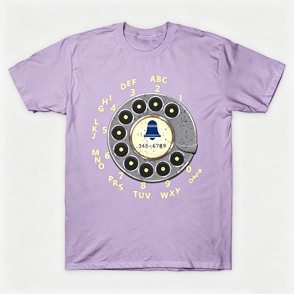 Vintage Rotary Phone Dial Pattern T-Shirt--VINT027