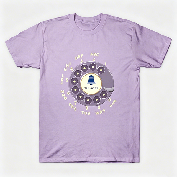 Vintage Rotary Phone Dial Pattern T-Shirt--VINT002