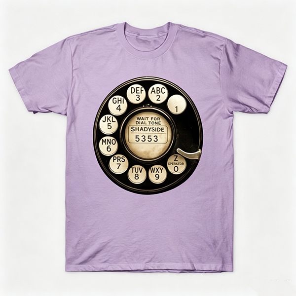 Vintage Rotary Phone Dial Pattern T-Shirt--VINT031