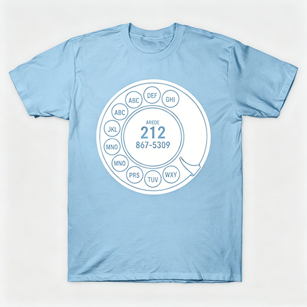 Vintage Rotary Phone Dial Pattern T-Shirt--VINT050