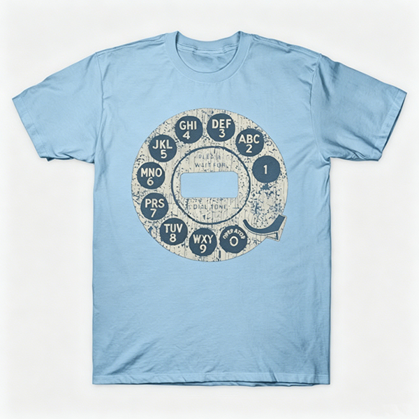 Vintage Rotary Phone Dial Pattern T-Shirt--VINT039