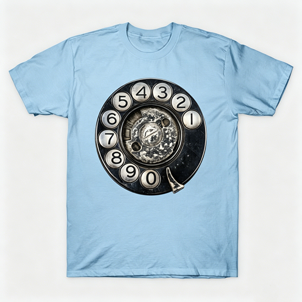 Vintage Rotary Phone Dial Pattern T-Shirt--VINT038