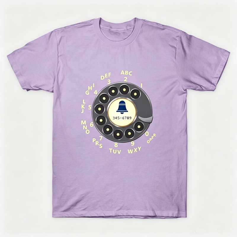 Vintage Rotary Phone Dial Pattern T-Shirt--VINT001
