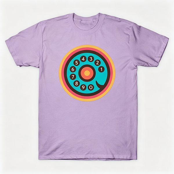 Vintage Rotary Phone Dial Pattern T-Shirt--VINT006