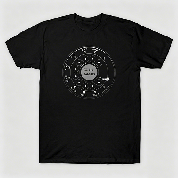 Vintage Rotary Phone Dial Pattern T-Shirt--VINT008