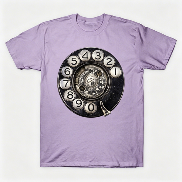 Vintage Rotary Phone Dial Pattern T-Shirt--VINT038
