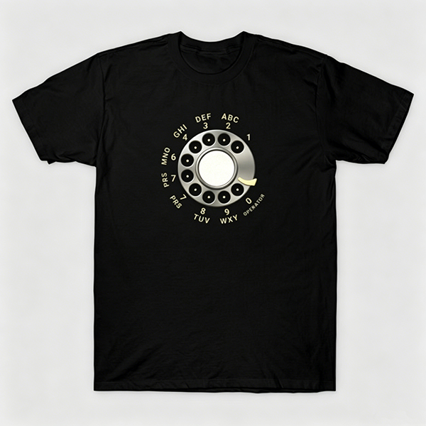 Vintage Rotary Phone Dial Pattern T-Shirt--VINT024