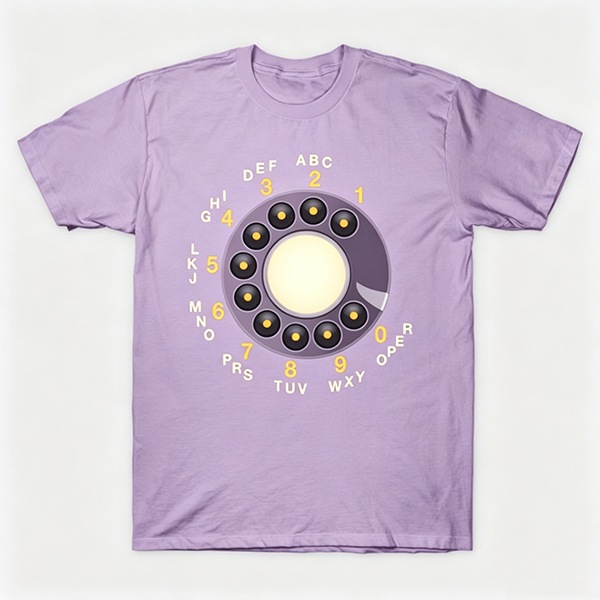 Vintage Rotary Phone Dial Pattern T-Shirt--VINT051