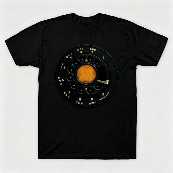 Vintage Rotary Phone Dial Pattern T-Shirt--VINT022