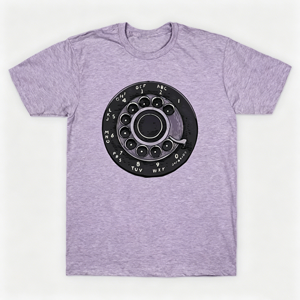 Vintage Rotary Phone Dial Pattern T-Shirt--VINT036