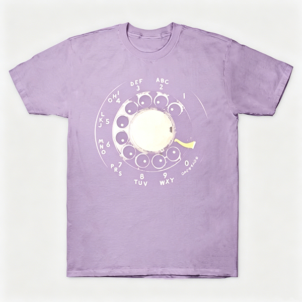 Vintage Rotary Phone Dial Pattern T-Shirt--VINT004
