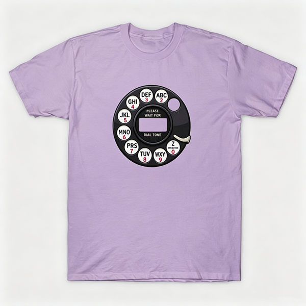 Vintage Rotary Phone Dial Pattern T-Shirt--VINT045
