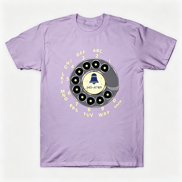 Vintage Rotary Phone Dial Pattern T-Shirt--VINT037
