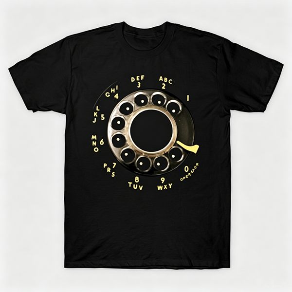 Vintage Rotary Phone Dial Pattern T-Shirt--VINT018