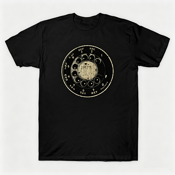 Vintage Rotary Phone Dial Pattern T-Shirt--VINT028