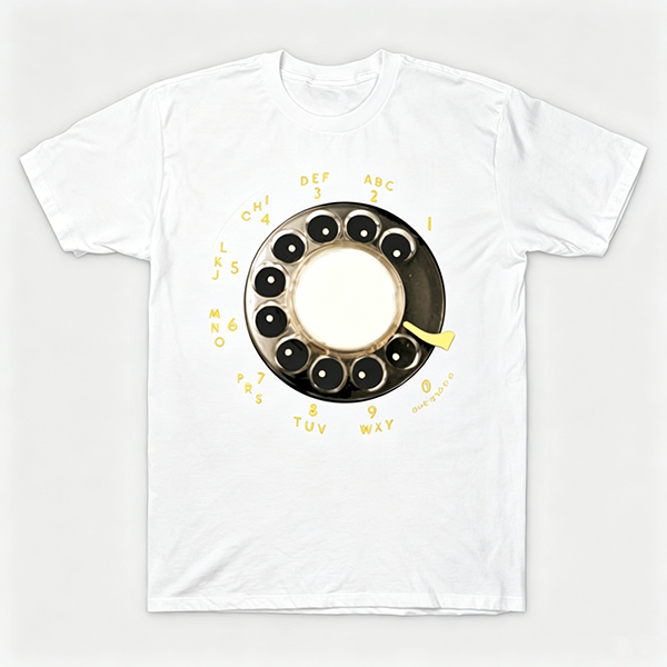 Vintage Rotary Phone Dial Pattern T-Shirt--VINT011