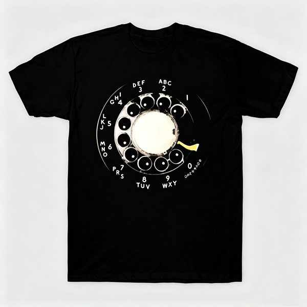 Vintage Rotary Phone Dial Pattern T-Shirt--VINT004