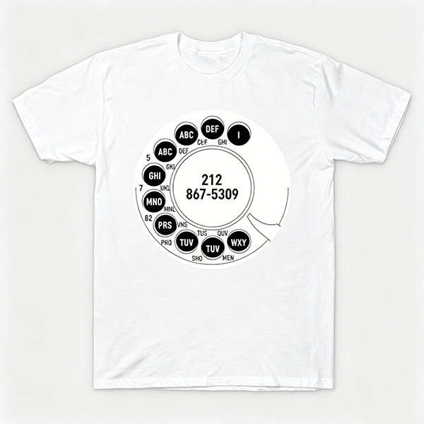 Vintage Rotary Phone Dial Pattern T-Shirt--VINT019