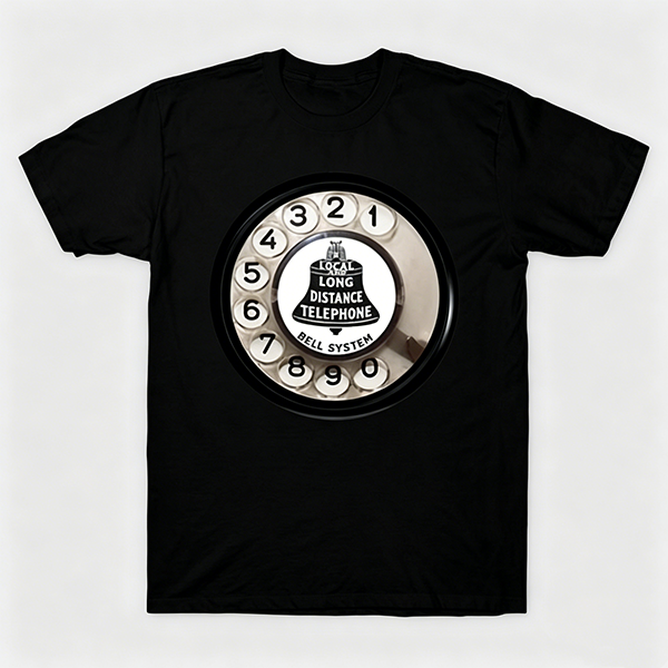 Vintage Rotary Phone Dial Pattern T-Shirt--VINT041