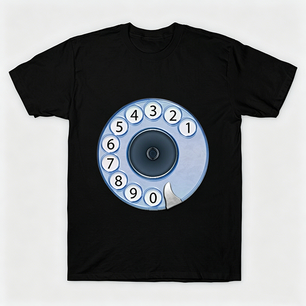 Vintage Rotary Phone Dial Pattern T-Shirt--VINT012