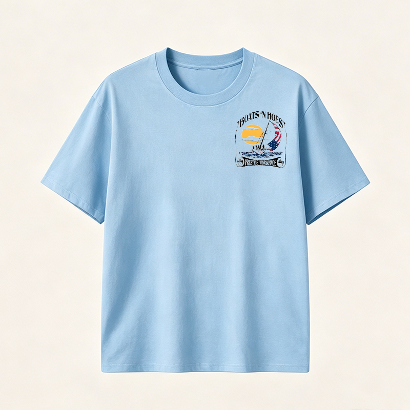 Boats N Hoes Vintage Sailing T-Shirt, Nautical American Coastal Graphic Tee