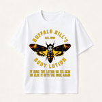 Buffalo Bill’s Body Lotion Horror Movie Parody Graphic T-Shirt for Dark Humor and Thriller Fans