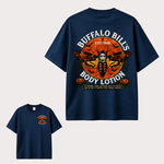 Buffalo Bill’s Body Lotion Horror Moth Graphic Halloween T-Shirt with Vintage Front and Back Print