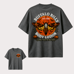 Buffalo Bill’s Body Lotion Horror Moth Graphic Halloween T-Shirt with Vintage Front and Back Print